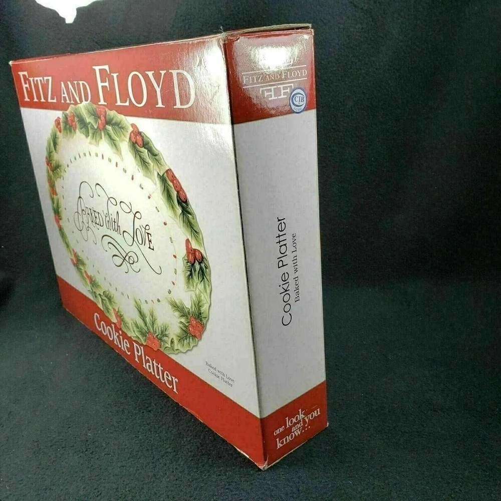 Fitz and Floyd‎ Baked With Love Cookie Platter Christmas Holiday Plate Embossed